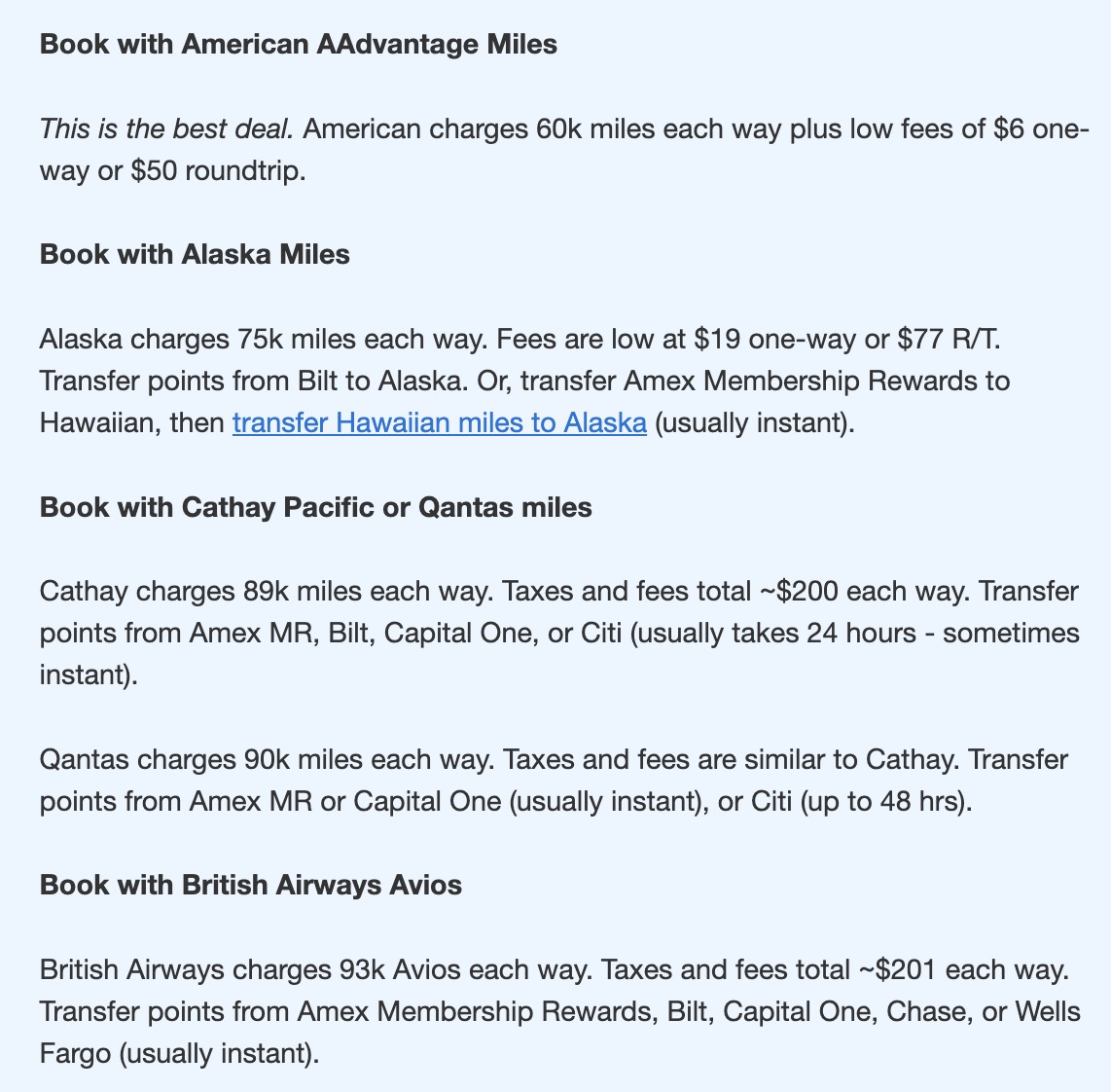 Japan Airlines booking instructions through American, Alaska, and their partners. 